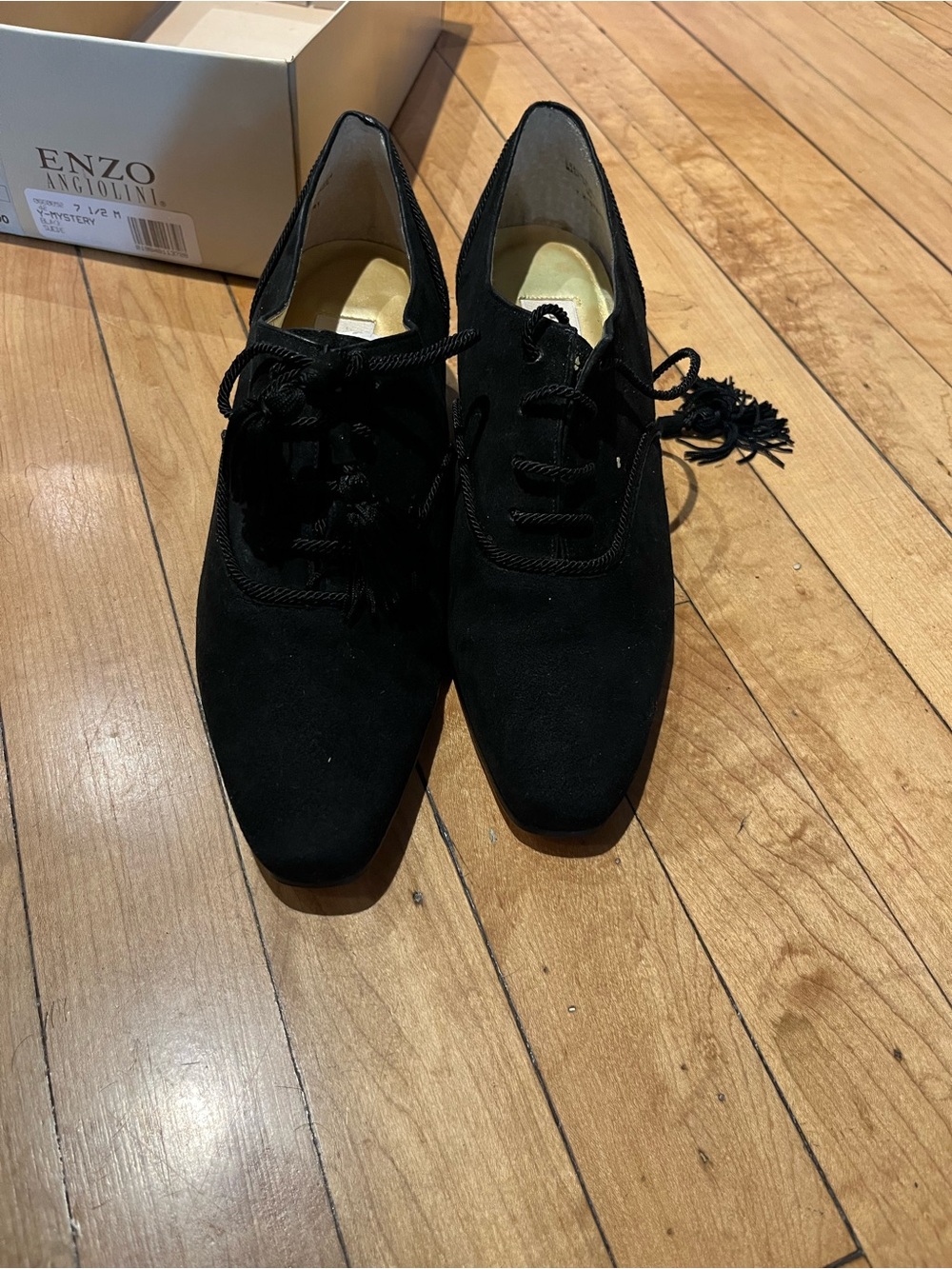 Enzo Angiolini Black Suede Lace-Up Women's Oxfords